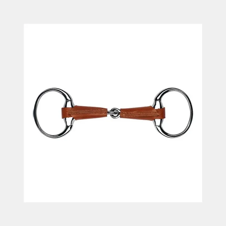 Mors à olive à simple brisure en inox gainé cuir